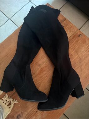Mi.iM Black Suede Over-the-Knee Block Heel Boots